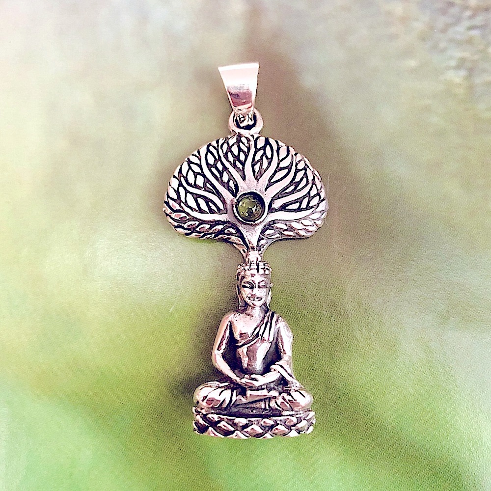Sterling Silver Gemstone Buddha Pendant